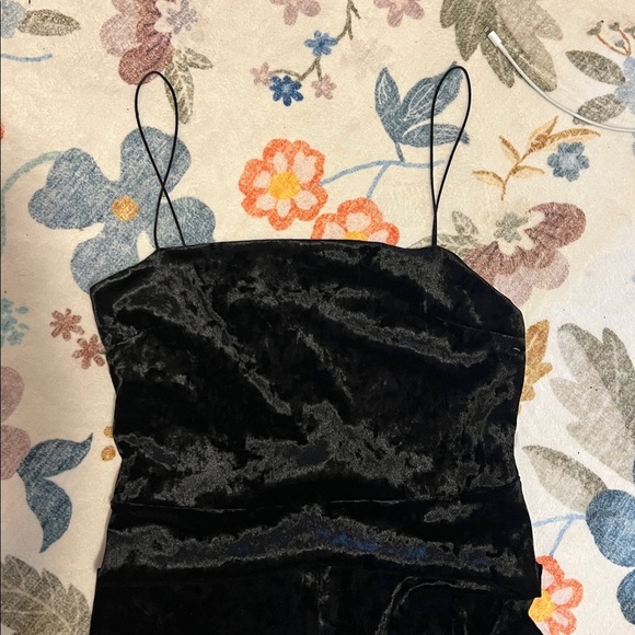 Chic Black Velvet Spaghetti Strap Jumpsuit - Picture 3 of 5